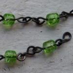 Handmade Green Crackle Bead..