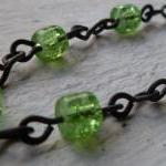 Handmade Green Crackle Bead..